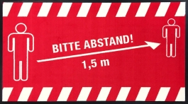 Hinweismatte - Bitte Abstand - 150 x 85 cm in rot